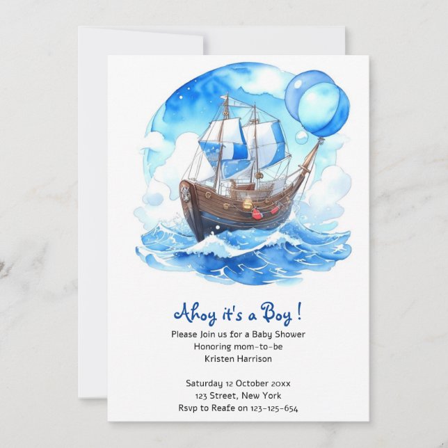 Invitation Set Sail : Nautical Boy Baby shower (Devant)