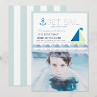 Set Sail Sailboat Blue Boy Photo Anniversaire
