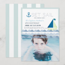 Set Sail Sailboat Blue Boy Photo Anniversaire