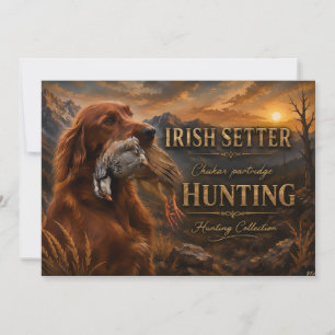 Invitation Setter Irlandais avec Perdrix Chukar ,Art