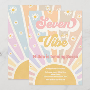 Invitation Seven Is A Vibe Boho Sunshine 7e fête d'anniversai