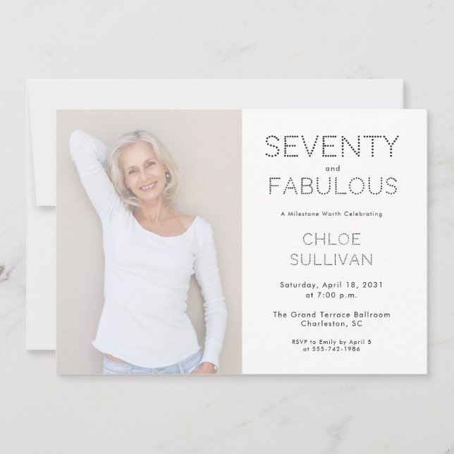 Invitation Seventy and Fabulous Photo 70th Birthday Party (Devant)