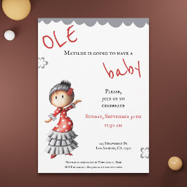 Invitation Sevillana Danseuse flamenco Baby shower espagnol