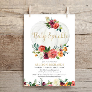 Invitation Sexe neutre petit citrouille tomber bébé saupoudre