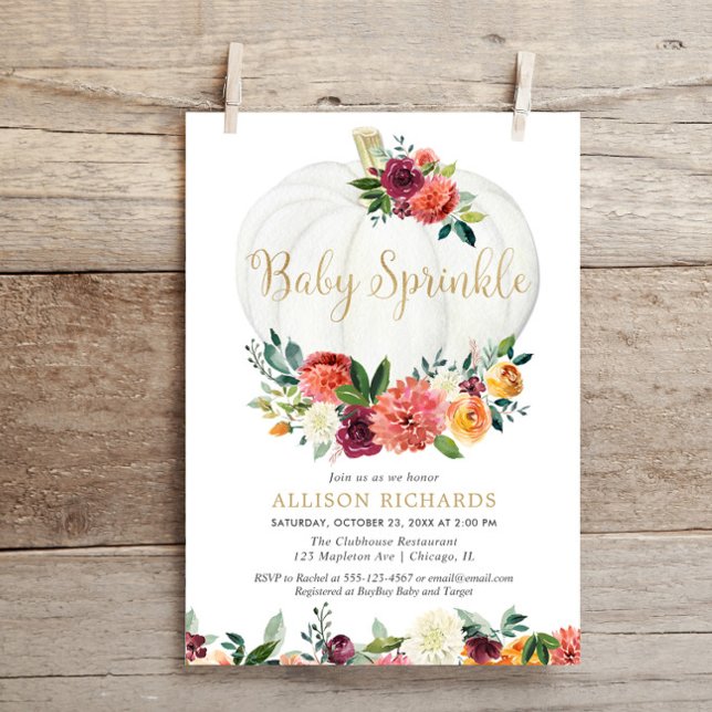 Invitation Sexe neutre petit citrouille tomber bébé saupoudre (Créateur téléchargé)