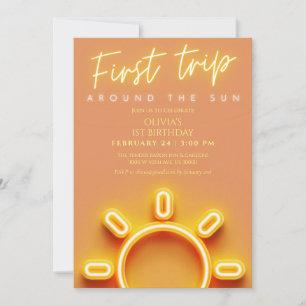 Invitation Sexe neutre Premier voyage autour du soleil annive