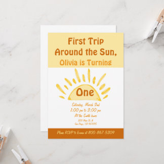 Invitation Sexe neutre Premier voyage autour du soleil annive