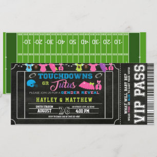 Invitation Sexe Révéler Football Billet Touchdown ou Tutus
