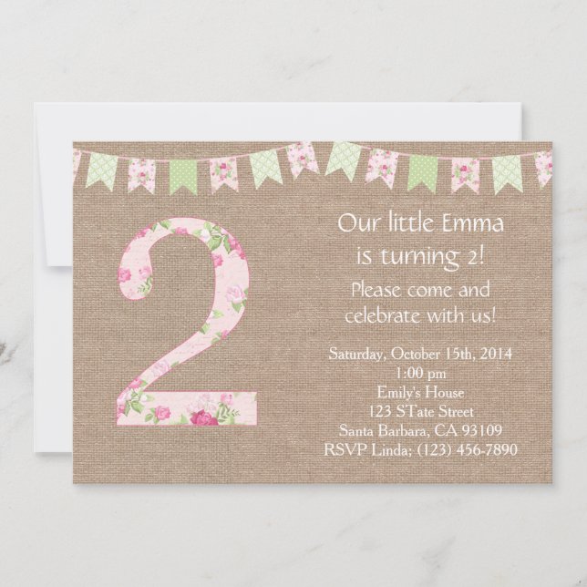 Invitation Shabby Chic Anniversaire de Shabby Chic (Devant)