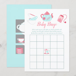 Invitation Shabby-Chic Baby shower Tea Party Bingo