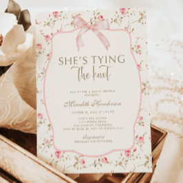 Invitation Shabby Chic Bow rose Tying Knot Douche nuptiale