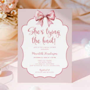 Invitation Shabby Chic Bow She's Tying the Knot Fête des mari