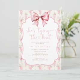 Invitation Shabby Chic Bow She's Tying the Knot Fête des mari