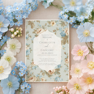 Invitation Shabby Chic floraux mariage