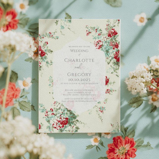 Invitation Shabby chic floraux Mariage (Créateur téléchargé)