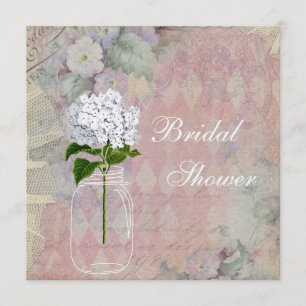 Invitation Shabby Chic Mason Jar et Hydrangea Fête de l'marié