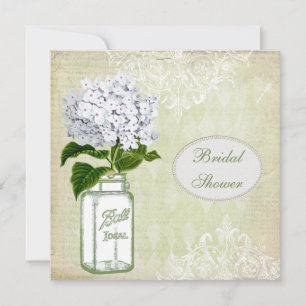 Invitation Shabby Chic Mason Jar et Hydrangea Fête de l'marié