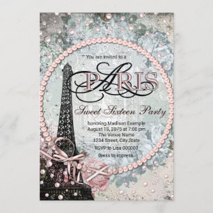 Invitation Shabby Chic Paris Sweet 16 Party