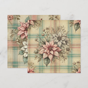 Invitation Shabby Chic Plaid Poinsettias Scrapbook