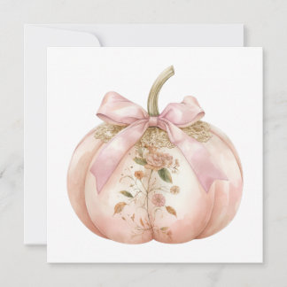 Invitation Shabby Chic Rose Floral Citrouille Coquette Automn