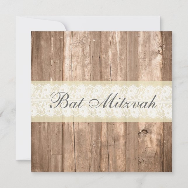 Invitation Shabby Chic Rustic Cream Bat mitzvah Party (Devant)