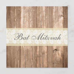 Invitation Shabby Chic Rustic Cream Bat mitzvah Party