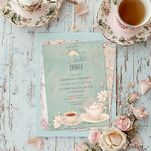 Invitation Shabby chic Tea Party Fête des mariées