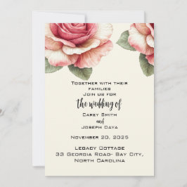 Invitation Shabby Pink Rose Wedding 