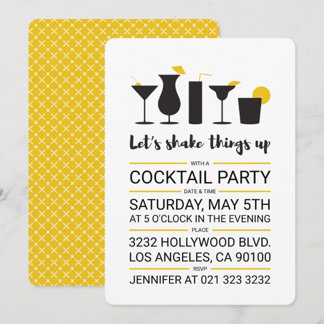 Invitation Shake it up Cocktail Party (Devant / Derrière)