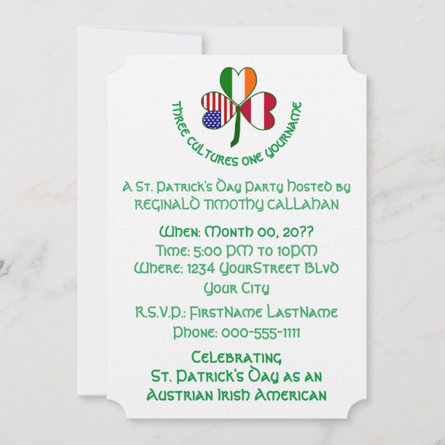 Invitation Shamrock Austrian Ireland USA Flags (Devant)