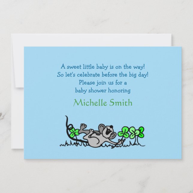 Invitation shamrock; baby shower (Devant)