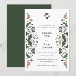 Invitation Shamrock d'art populaire irlandais Mariage celtiqu