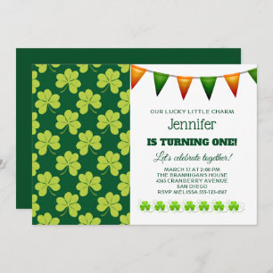 Invitation Shamrock de Clover Vert mignon Anniversaire Motif