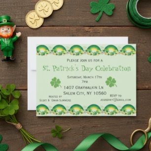 Invitation Shamrock de la fête de St. Patricks Arc en ciel