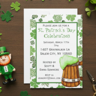 Invitation Shamrock de la fête de St. Patricks Bière verte