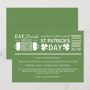 Invitation Shamrock et bière irlandais St Patrick's Day Détai