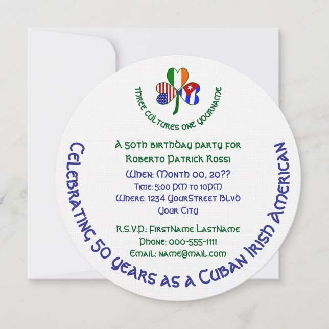 Invitation Shamrock irlandais cubain américain Anniversaire I (Devant)