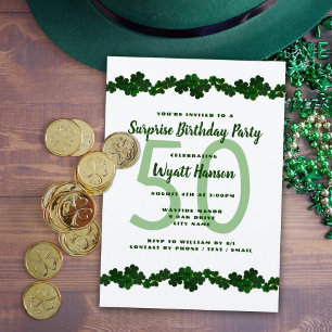 Invitation Shamrock irlandais mars fête d'anniversaire