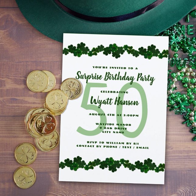 Invitation Shamrock irlandais mars fête d'anniversaire (Créateur téléchargé)