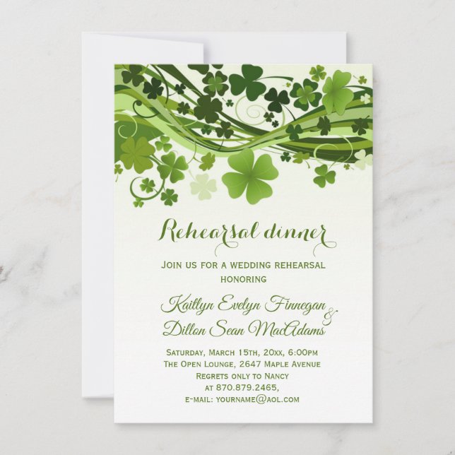 Invitation Shamrock irlandais, tournois Dîner de répétition (Devant)