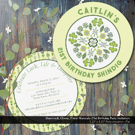 Invitation Shamrock Mandala fête du 21ème anniversaire
