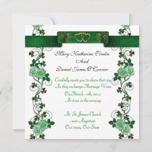 Invitation shamrocks et ruban irlandais