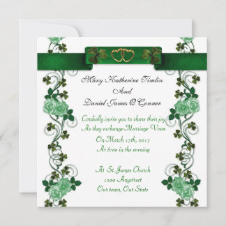 Invitation Shamrocks et ruban irlandais