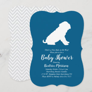 Invitation Shar Pei Chien Baby shower Blue Boy