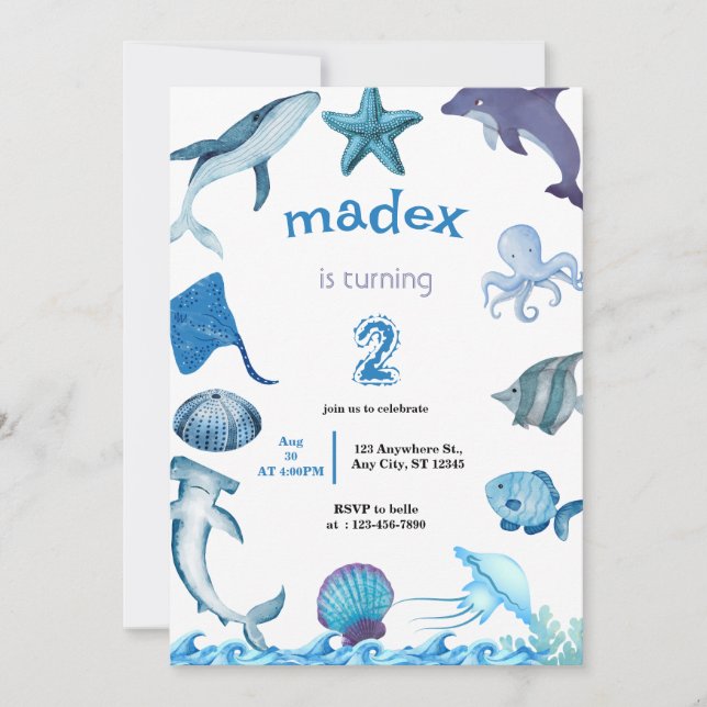 Invitation Shark Under the Sea Birthday Party (Devant)