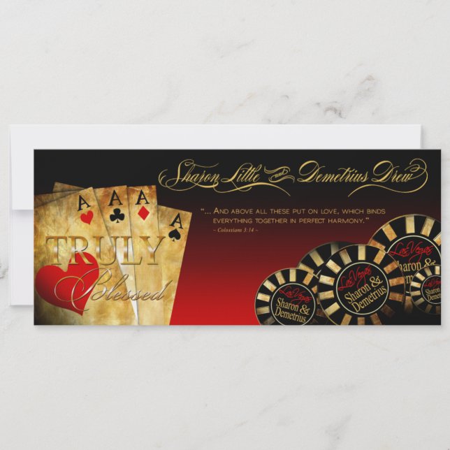 Invitation Sharon & Demetrius LINEN Las Vegas Deluxe Red (Devant)
