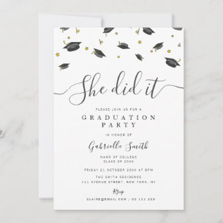 Invitation SHE DID IT! Modern Graduation Party