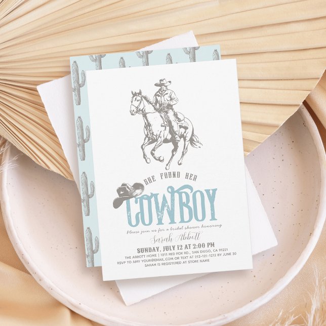 Invitation She Found Her Cowboy Pale Blue Bridal Shower (Créateur téléchargé)