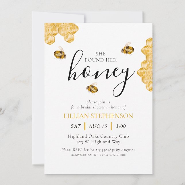 Invitation She Found Her Honey Bee Themed Bridal Shower (Devant)