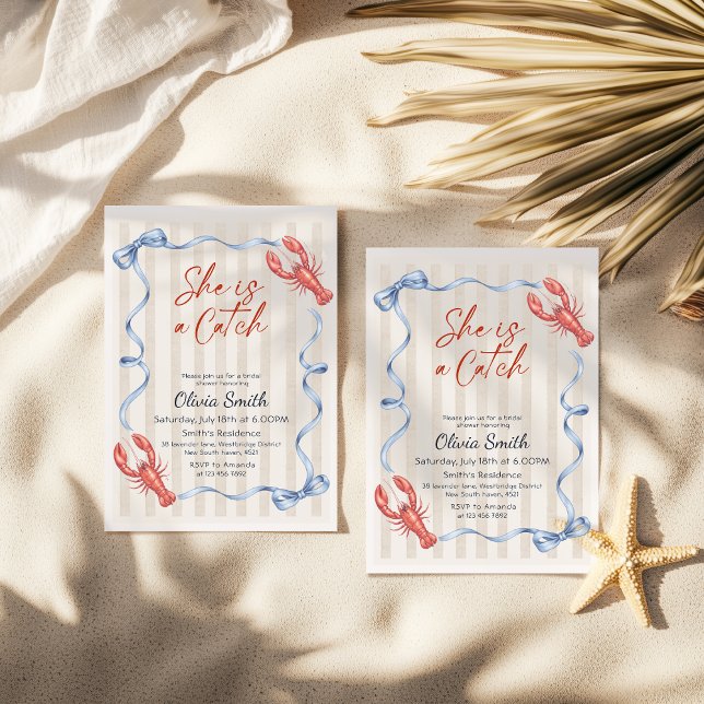 Invitation She’s a Catch Costal Lobster Summer Bridal Shower  (Créateur téléchargé)